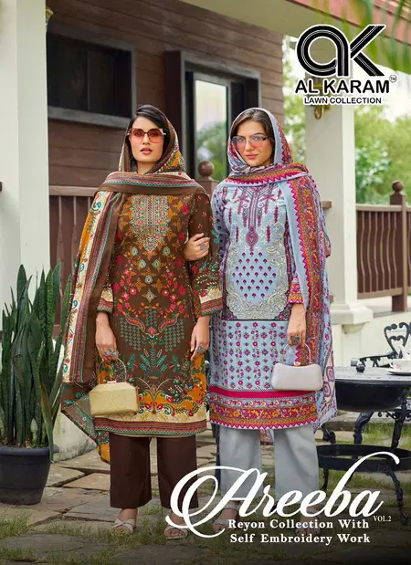 Areeba Vol 2 By Al Karam Rayon Printed Dress Material Suppliers In India
